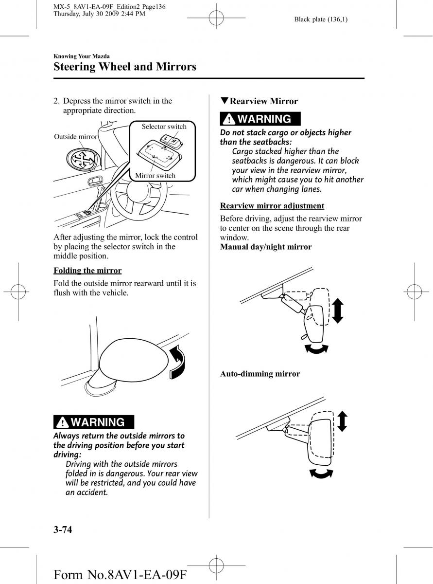 Mazda MX 5 Miata NC III 3 owners manual / page 136