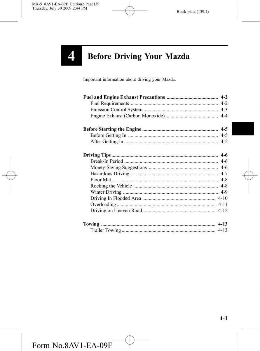 Mazda MX 5 Miata NC III 3 owners manual / page 139