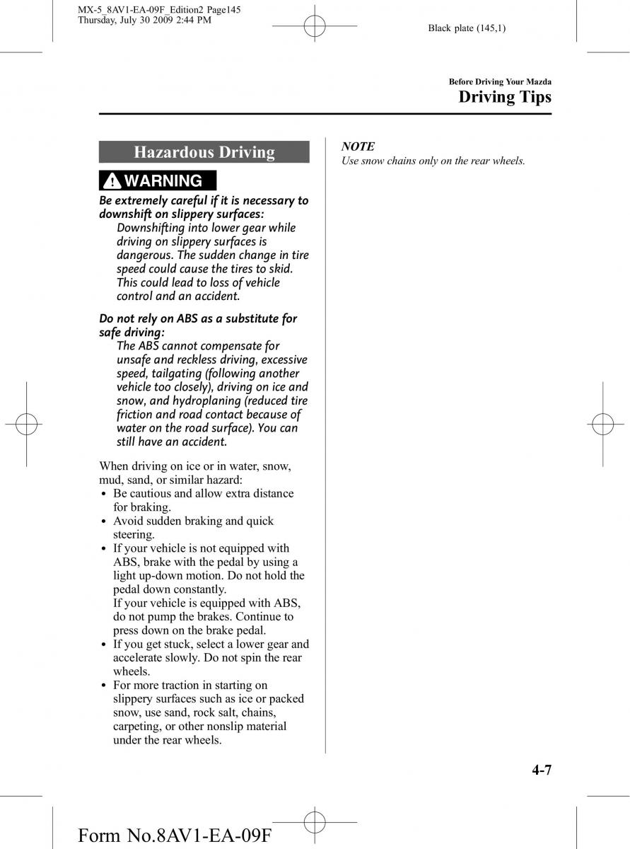 Mazda MX 5 Miata NC III 3 owners manual / page 145