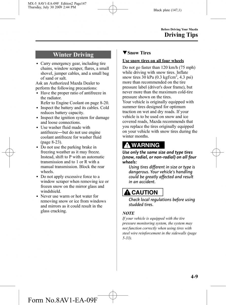 Mazda MX 5 Miata NC III 3 owners manual / page 147