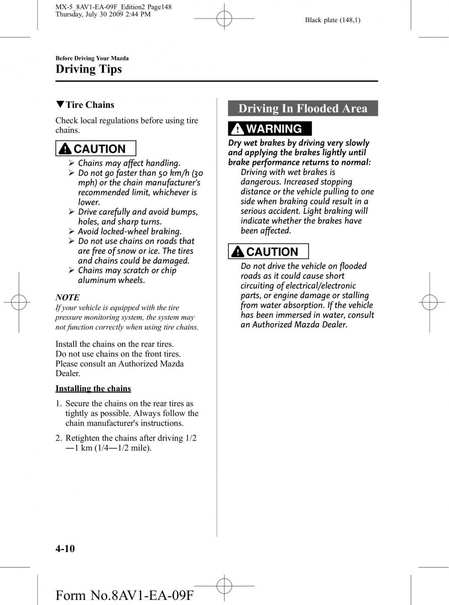 Mazda MX 5 Miata NC III 3 owners manual / page 148