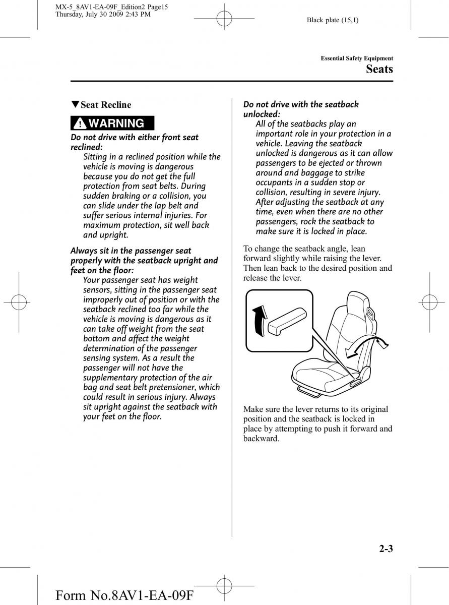 Mazda MX 5 Miata NC III 3 owners manual / page 15