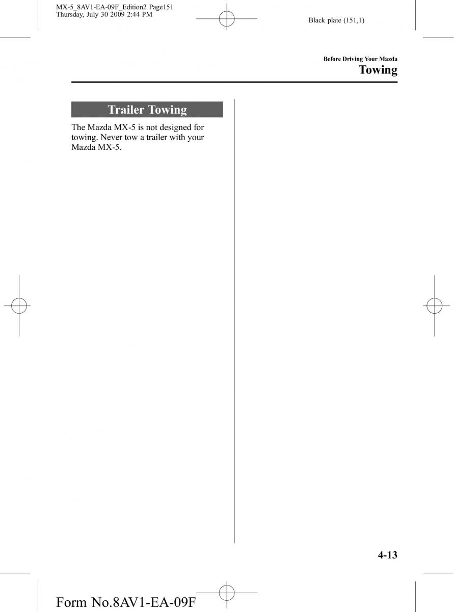 Mazda MX 5 Miata NC III 3 owners manual / page 151