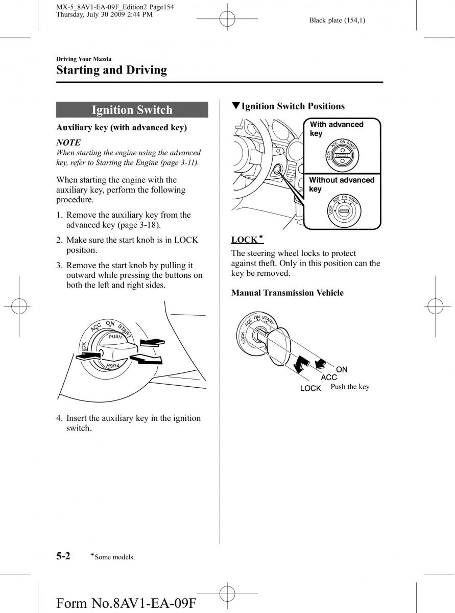 Mazda MX 5 Miata NC III 3 owners manual / page 154