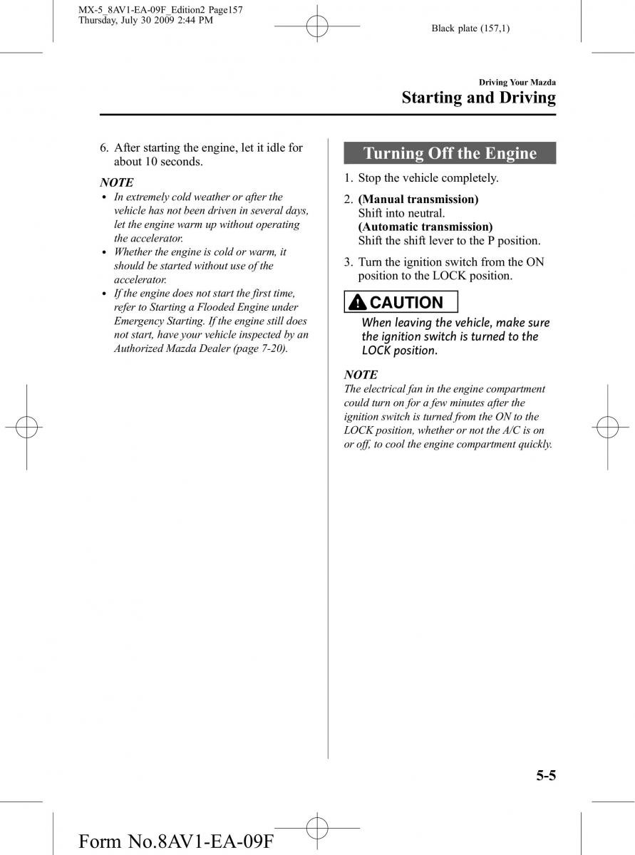 Mazda MX 5 Miata NC III 3 owners manual / page 157