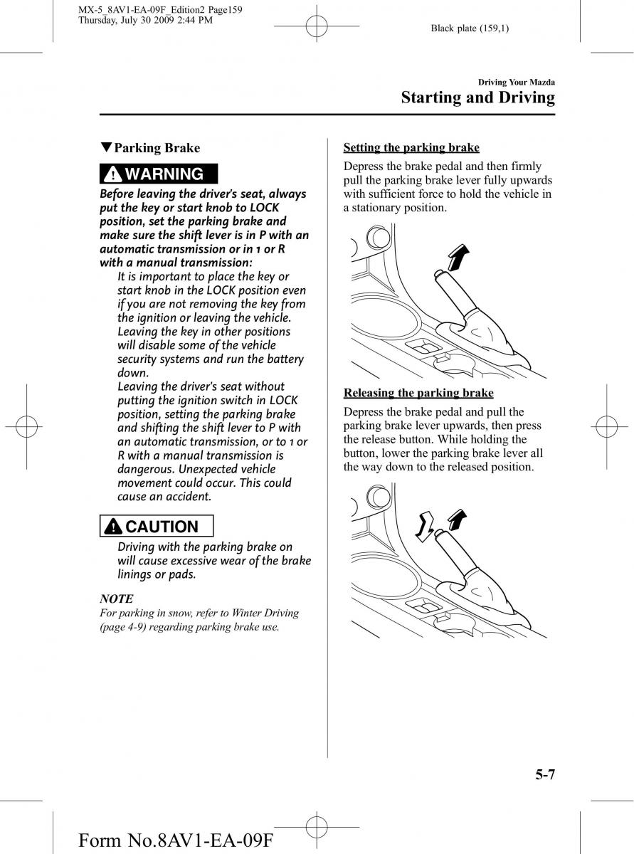 Mazda MX 5 Miata NC III 3 owners manual / page 159