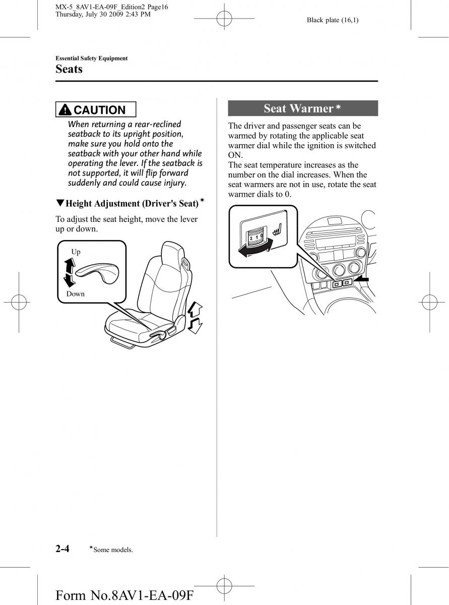 Mazda MX 5 Miata NC III 3 owners manual / page 16