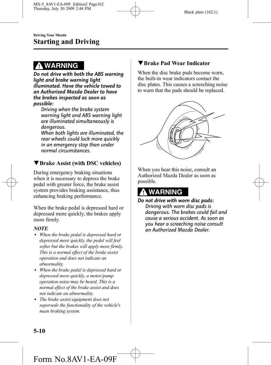 Mazda MX 5 Miata NC III 3 owners manual / page 162