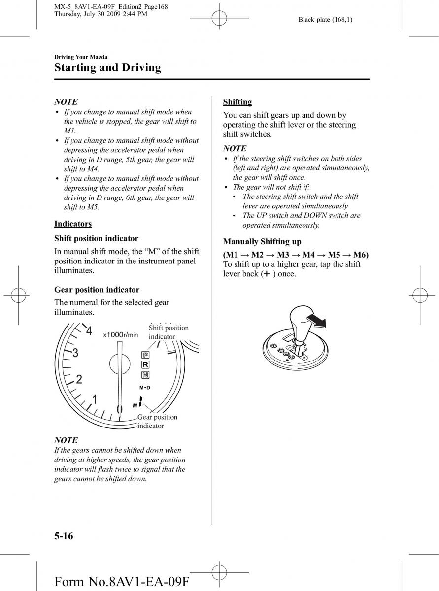 Mazda MX 5 Miata NC III 3 owners manual / page 168