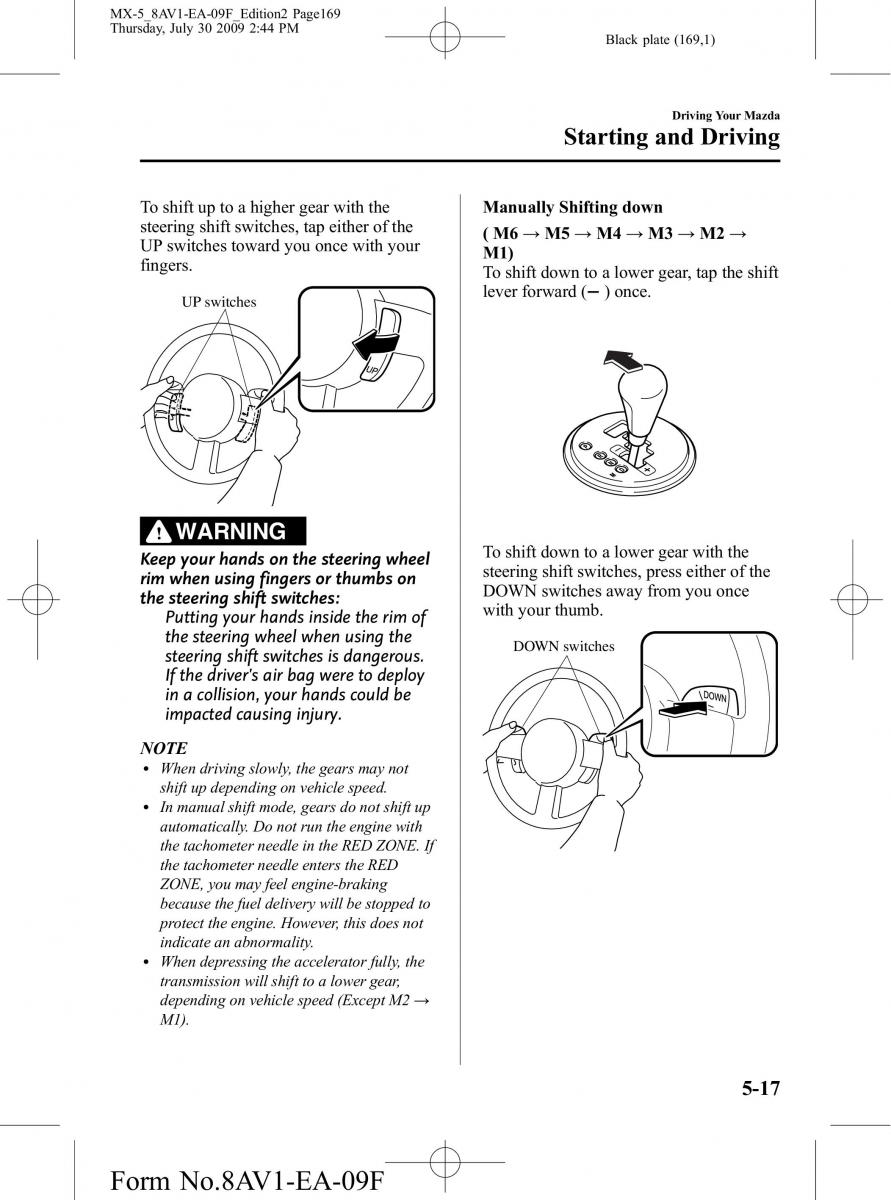 Mazda MX 5 Miata NC III 3 owners manual / page 169