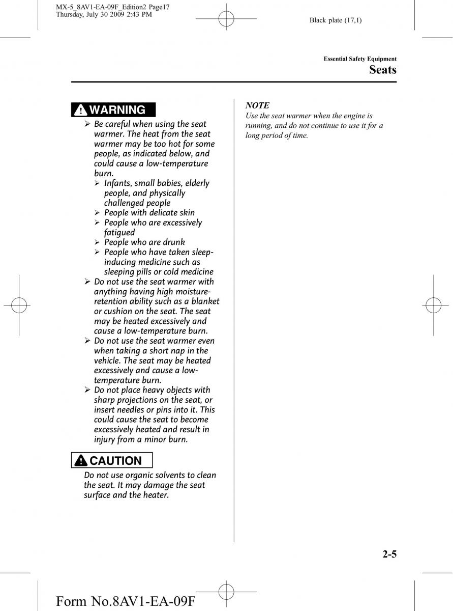 Mazda MX 5 Miata NC III 3 owners manual / page 17