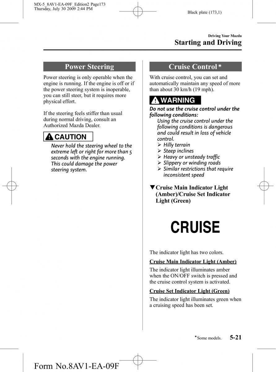 Mazda MX 5 Miata NC III 3 owners manual / page 173