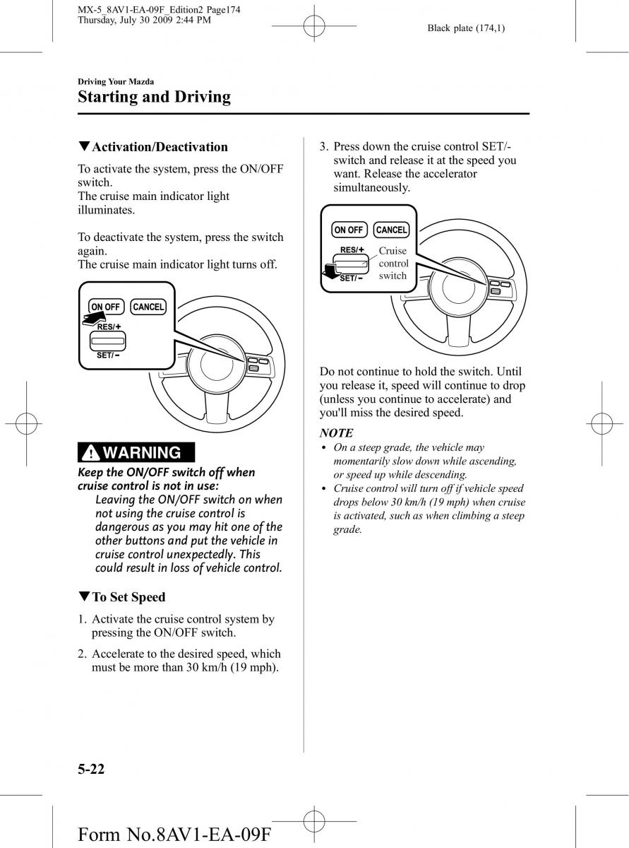 Mazda MX 5 Miata NC III 3 owners manual / page 174