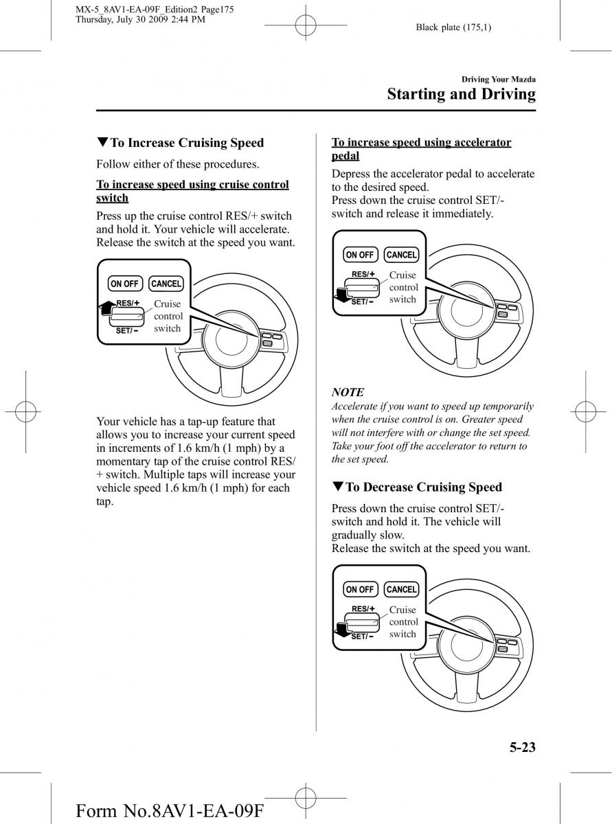 Mazda MX 5 Miata NC III 3 owners manual / page 175