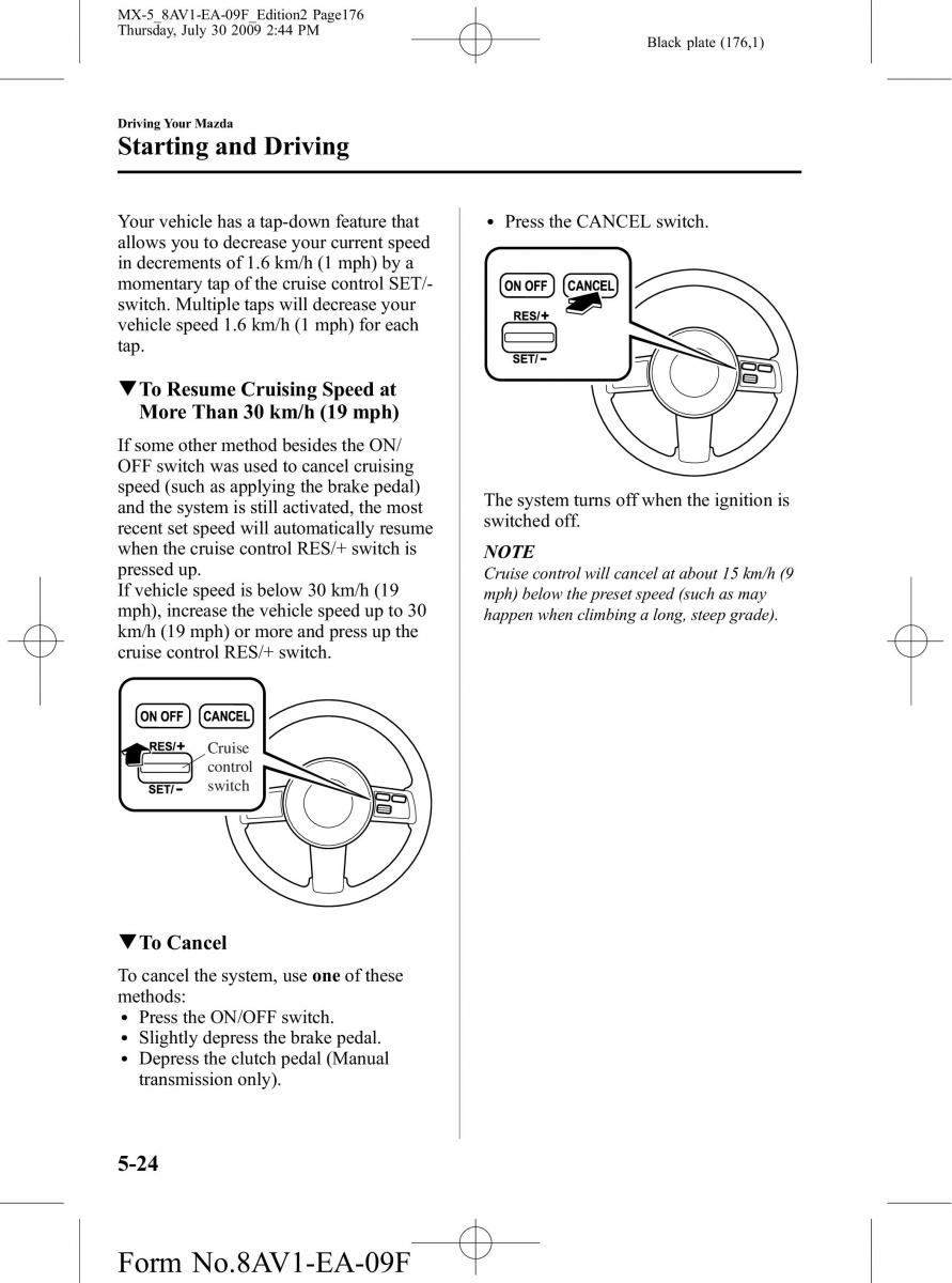 Mazda MX 5 Miata NC III 3 owners manual / page 176