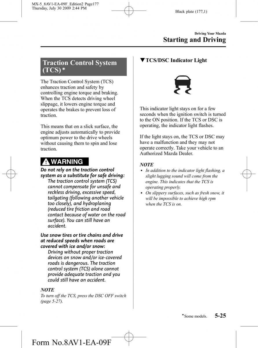 Mazda MX 5 Miata NC III 3 owners manual / page 177