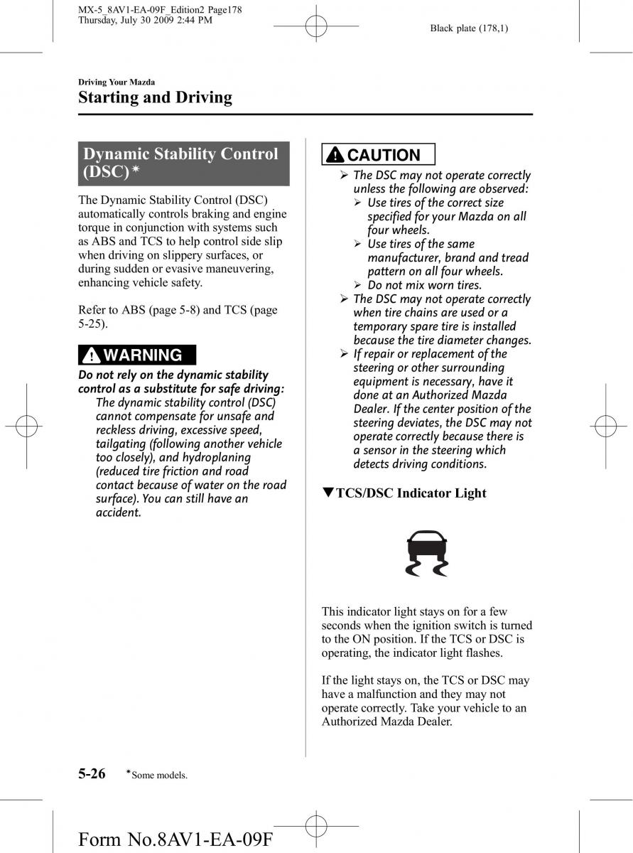 Mazda MX 5 Miata NC III 3 owners manual / page 178