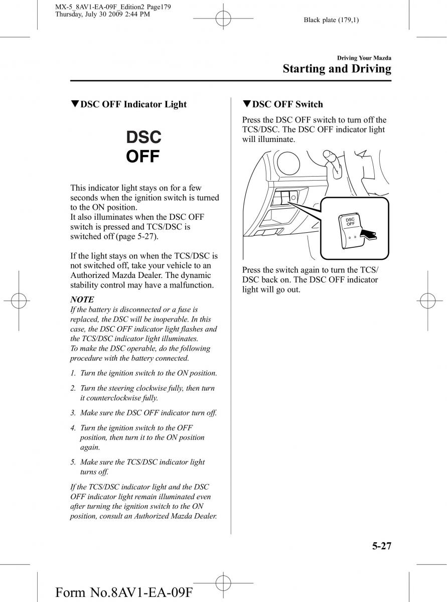 Mazda MX 5 Miata NC III 3 owners manual / page 179