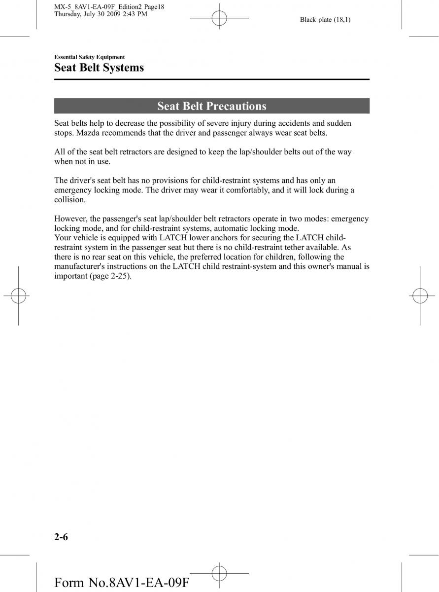 Mazda MX 5 Miata NC III 3 owners manual / page 18