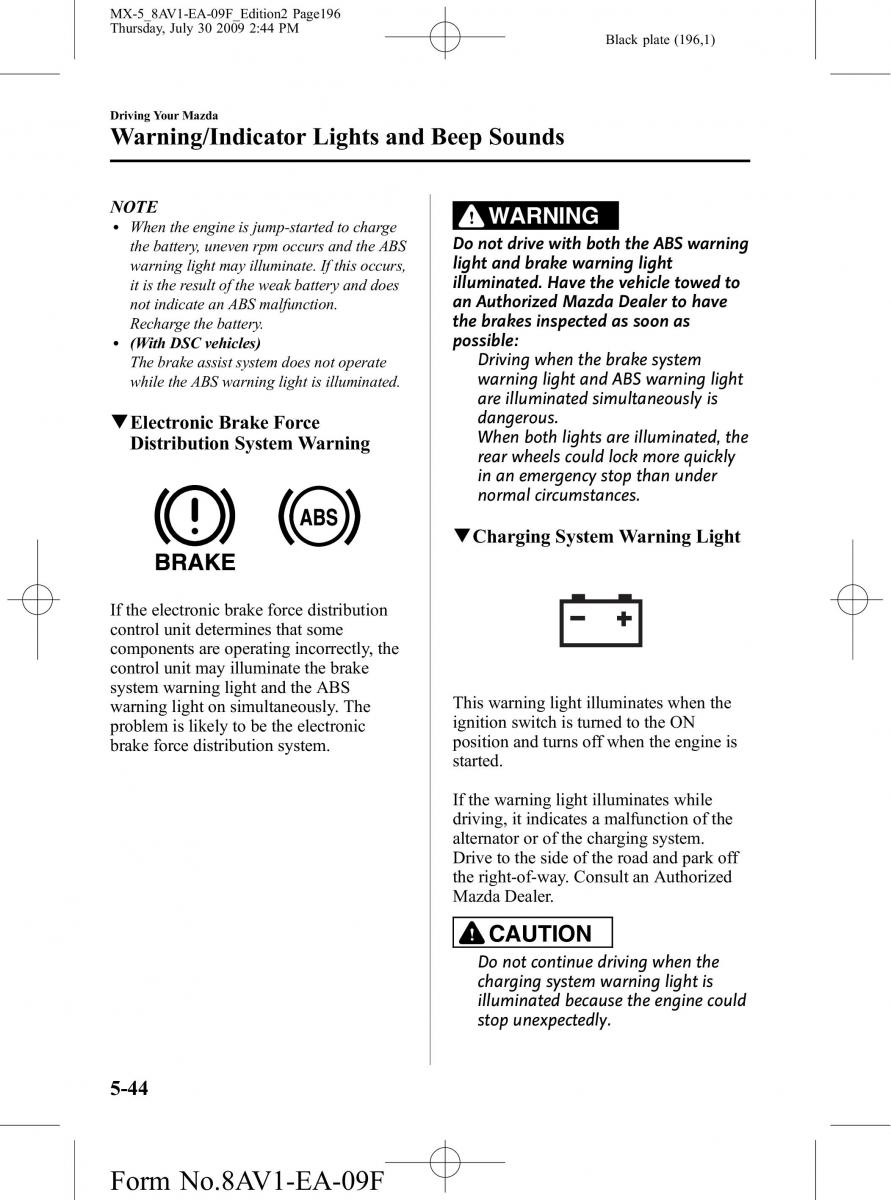 Mazda MX 5 Miata NC III 3 owners manual / page 196