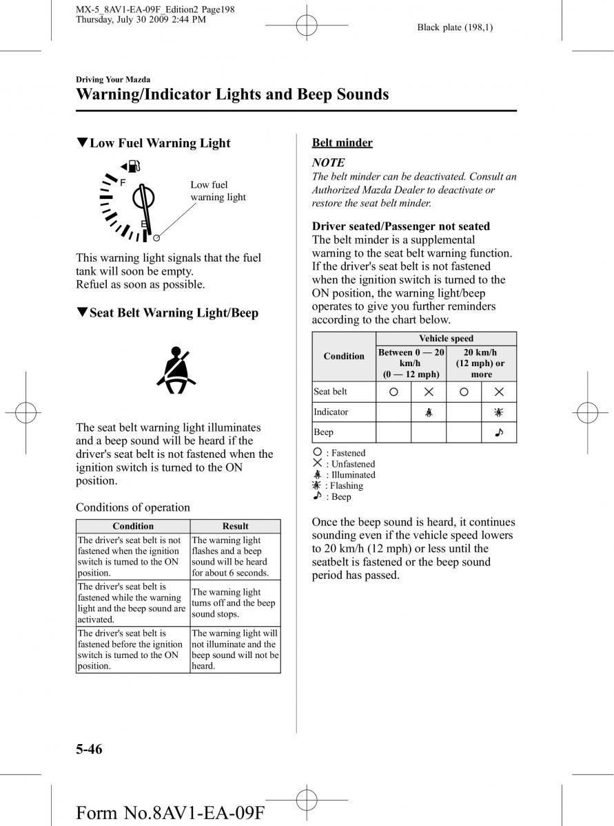 Mazda MX 5 Miata NC III 3 owners manual / page 198