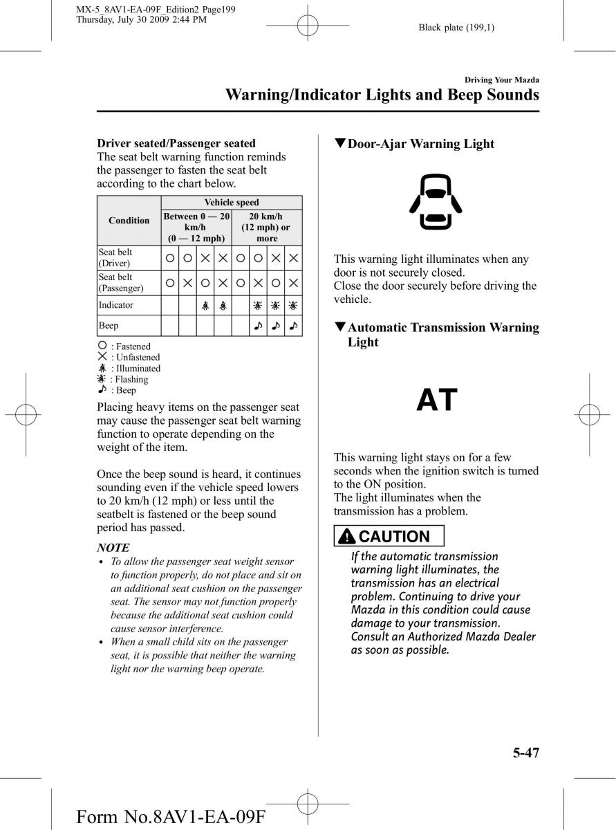 Mazda MX 5 Miata NC III 3 owners manual / page 199