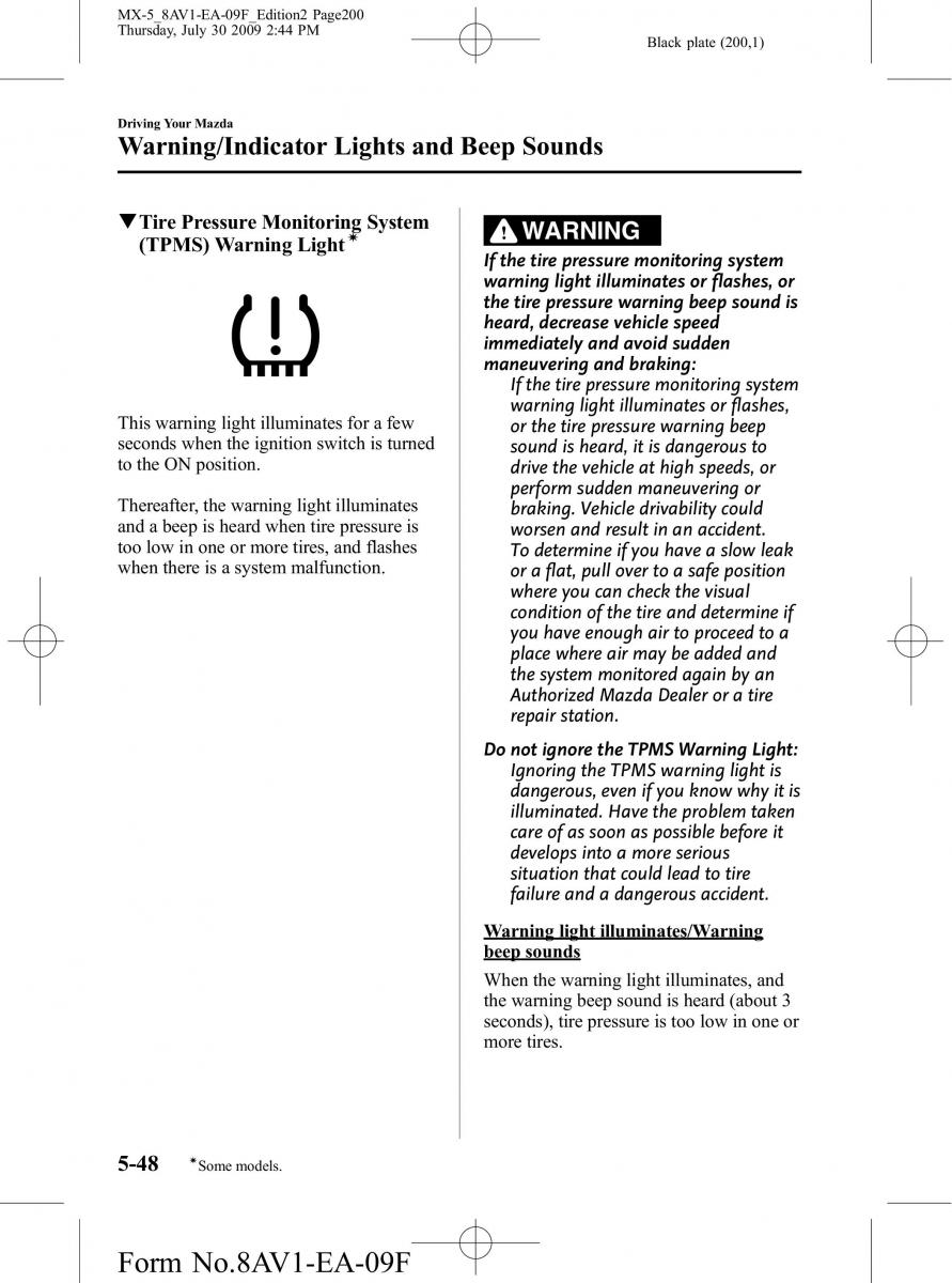 Mazda MX 5 Miata NC III 3 owners manual / page 200