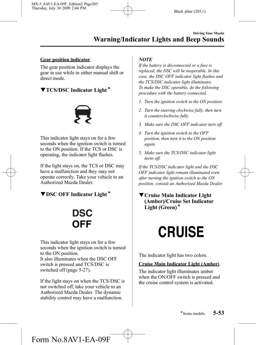 Mazda MX 5 Miata NC III 3 owners manual / page 205