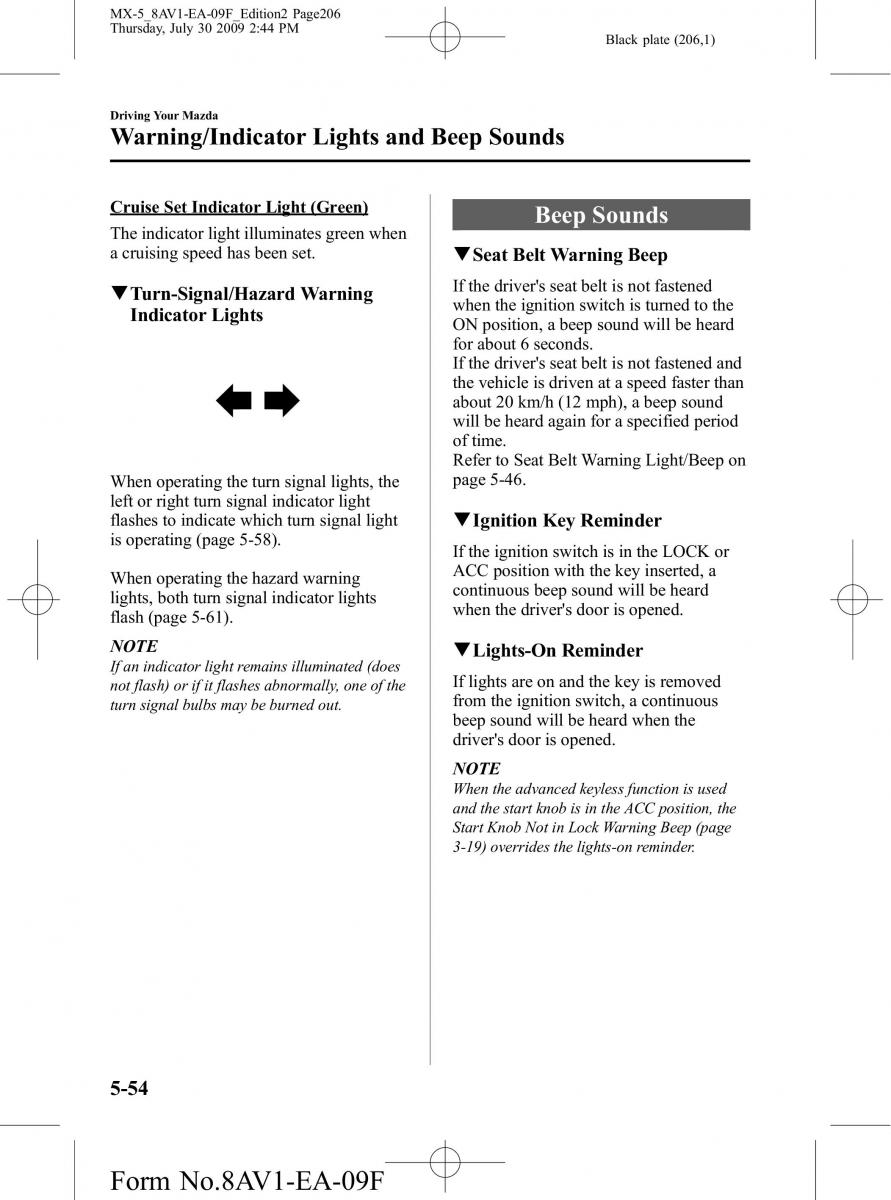 Mazda MX 5 Miata NC III 3 owners manual / page 206