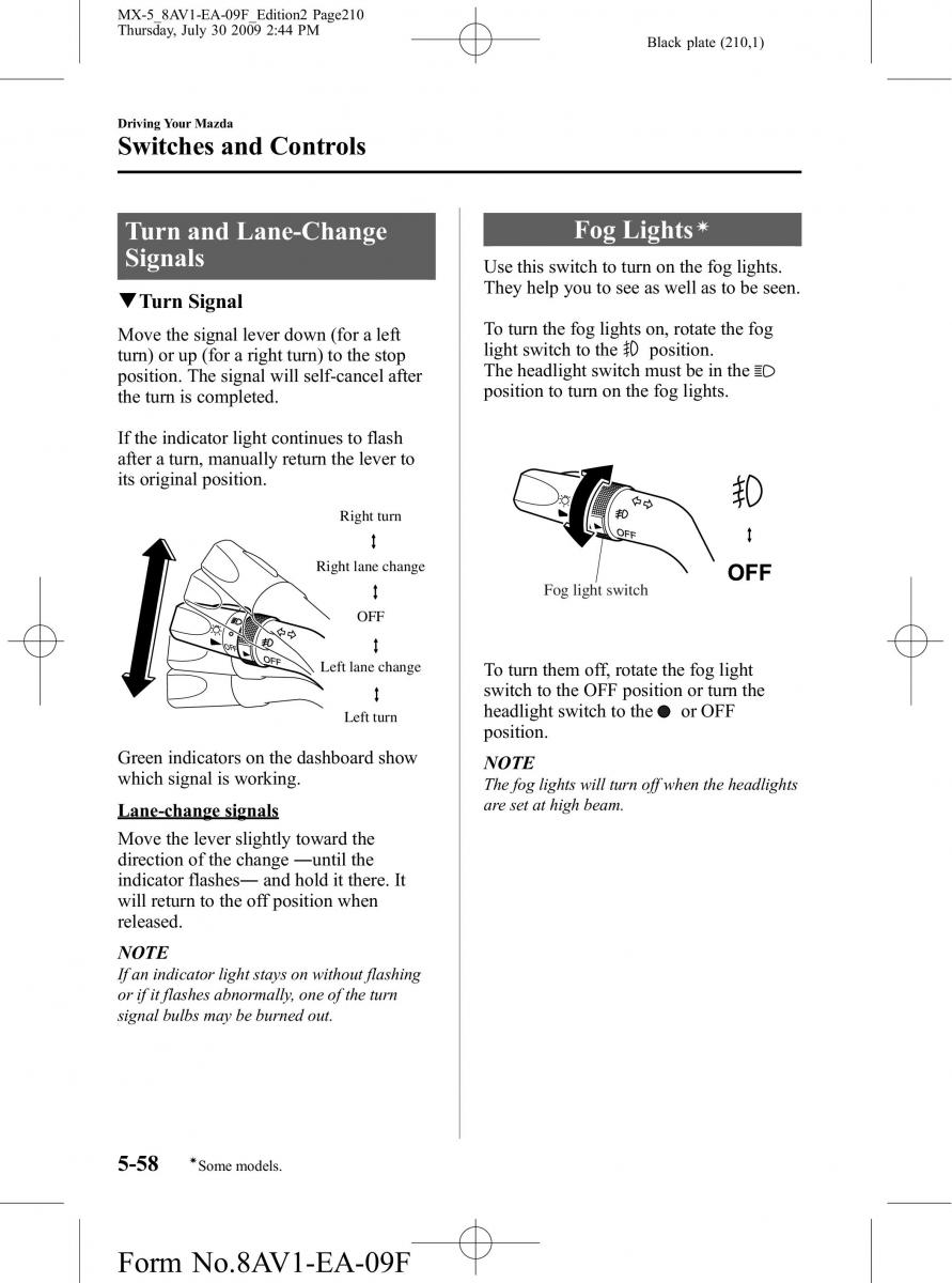 Mazda MX 5 Miata NC III 3 owners manual / page 210