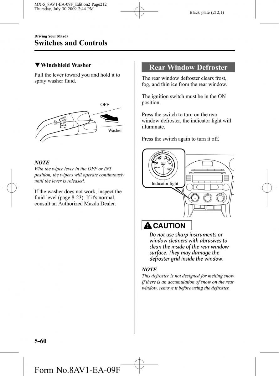 Mazda MX 5 Miata NC III 3 owners manual / page 212