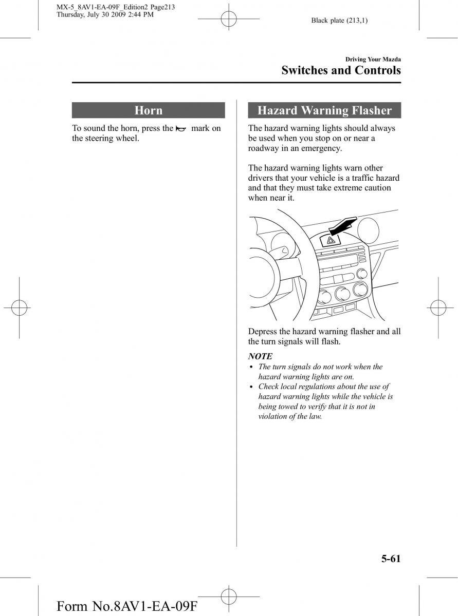 Mazda MX 5 Miata NC III 3 owners manual / page 213