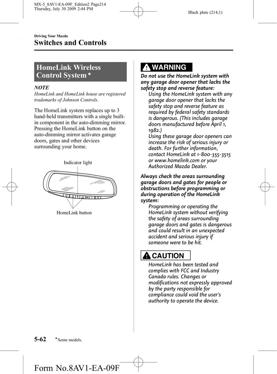 Mazda MX 5 Miata NC III 3 owners manual / page 214