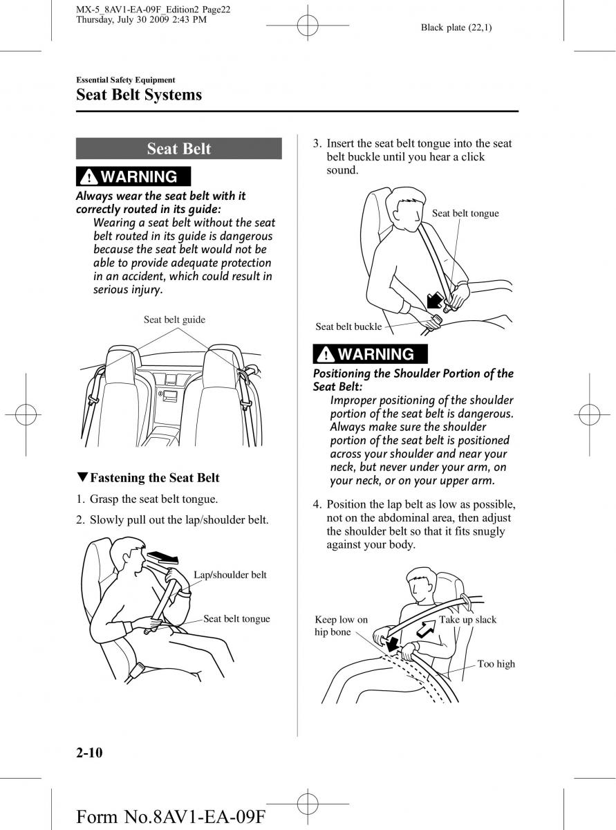 Mazda MX 5 Miata NC III 3 owners manual / page 22