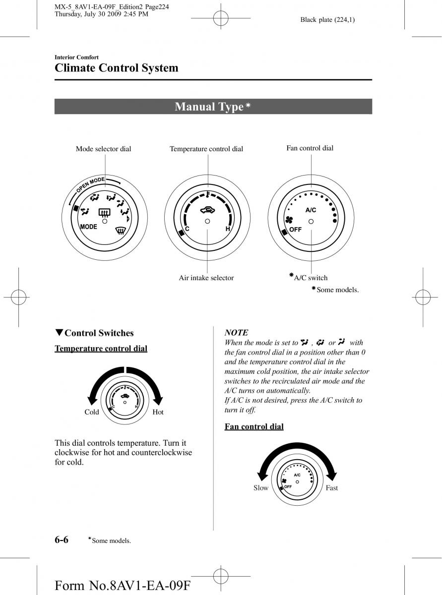 Mazda MX 5 Miata NC III 3 owners manual / page 224