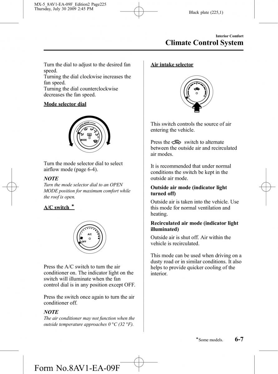 Mazda MX 5 Miata NC III 3 owners manual / page 225