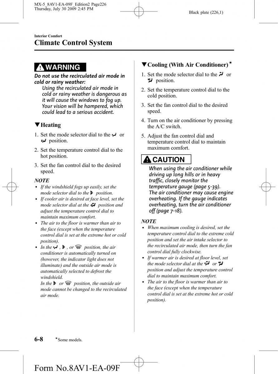 Mazda MX 5 Miata NC III 3 owners manual / page 226