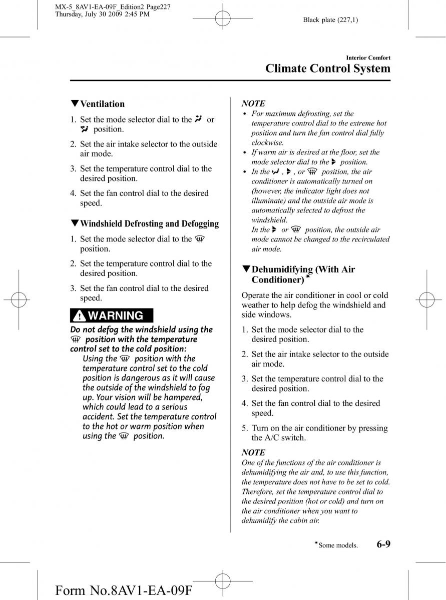 Mazda MX 5 Miata NC III 3 owners manual / page 227