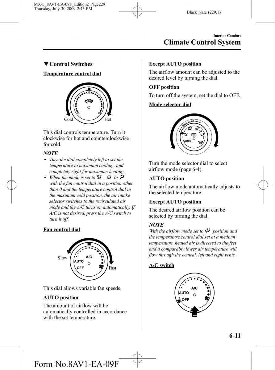 Mazda MX 5 Miata NC III 3 owners manual / page 229