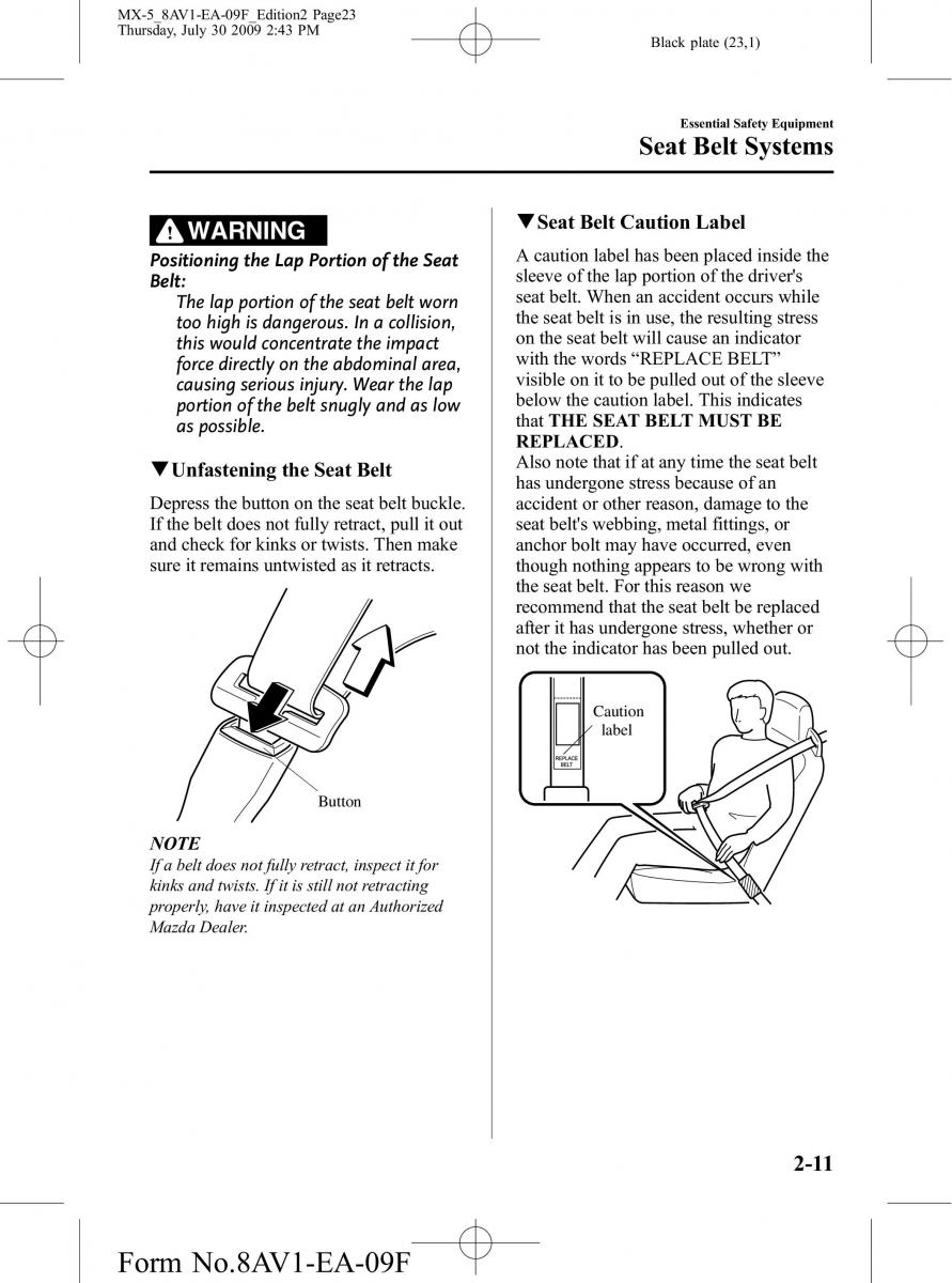 Mazda MX 5 Miata NC III 3 owners manual / page 23