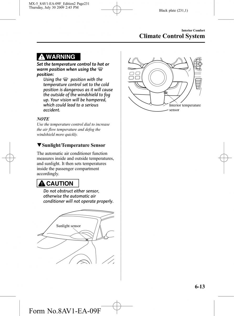 Mazda MX 5 Miata NC III 3 owners manual / page 231