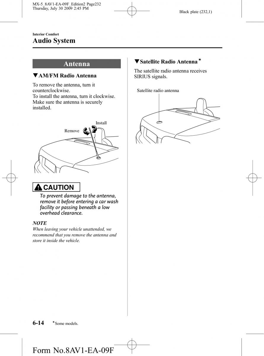 Mazda MX 5 Miata NC III 3 owners manual / page 232