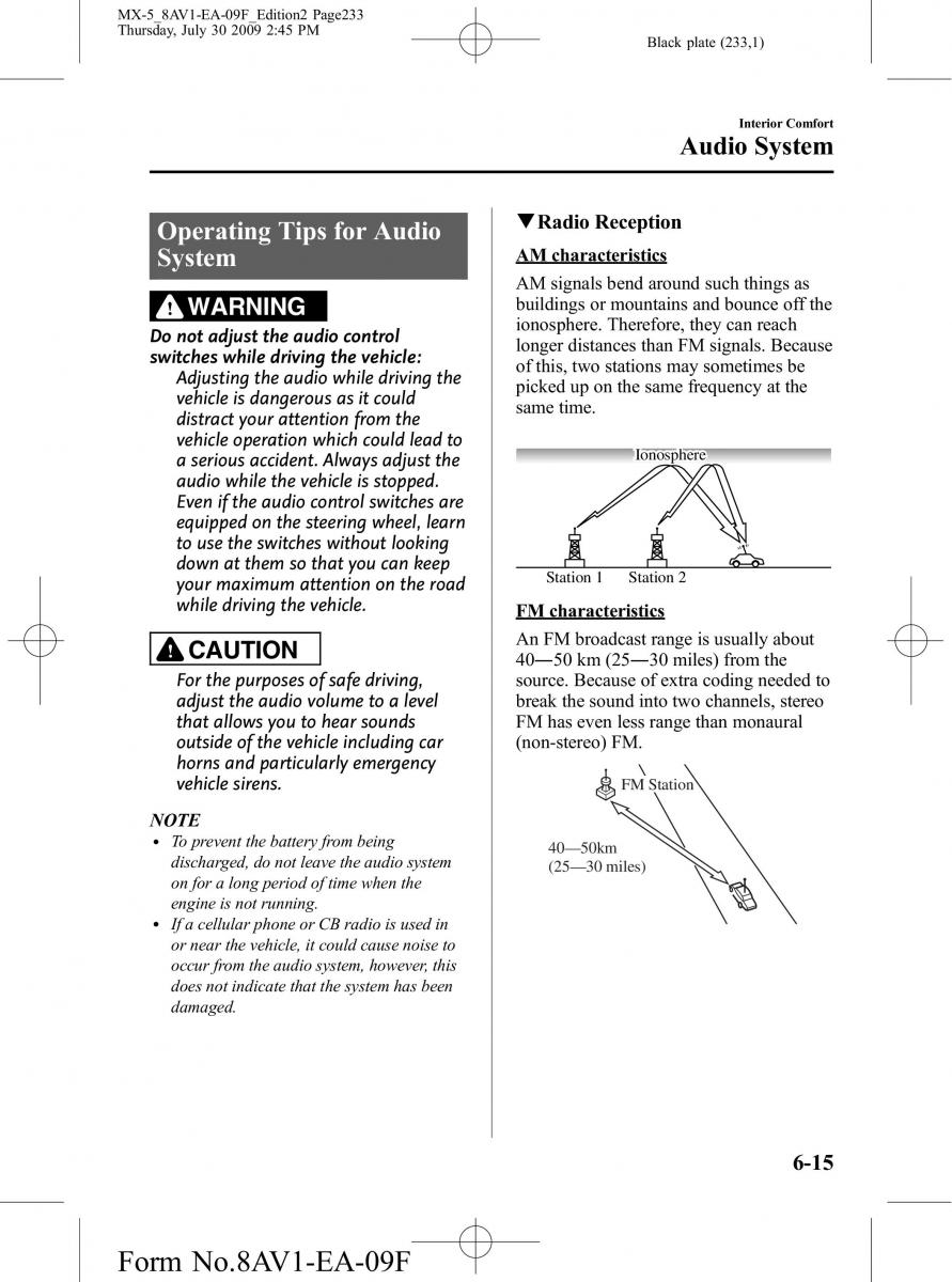 Mazda MX 5 Miata NC III 3 owners manual / page 233