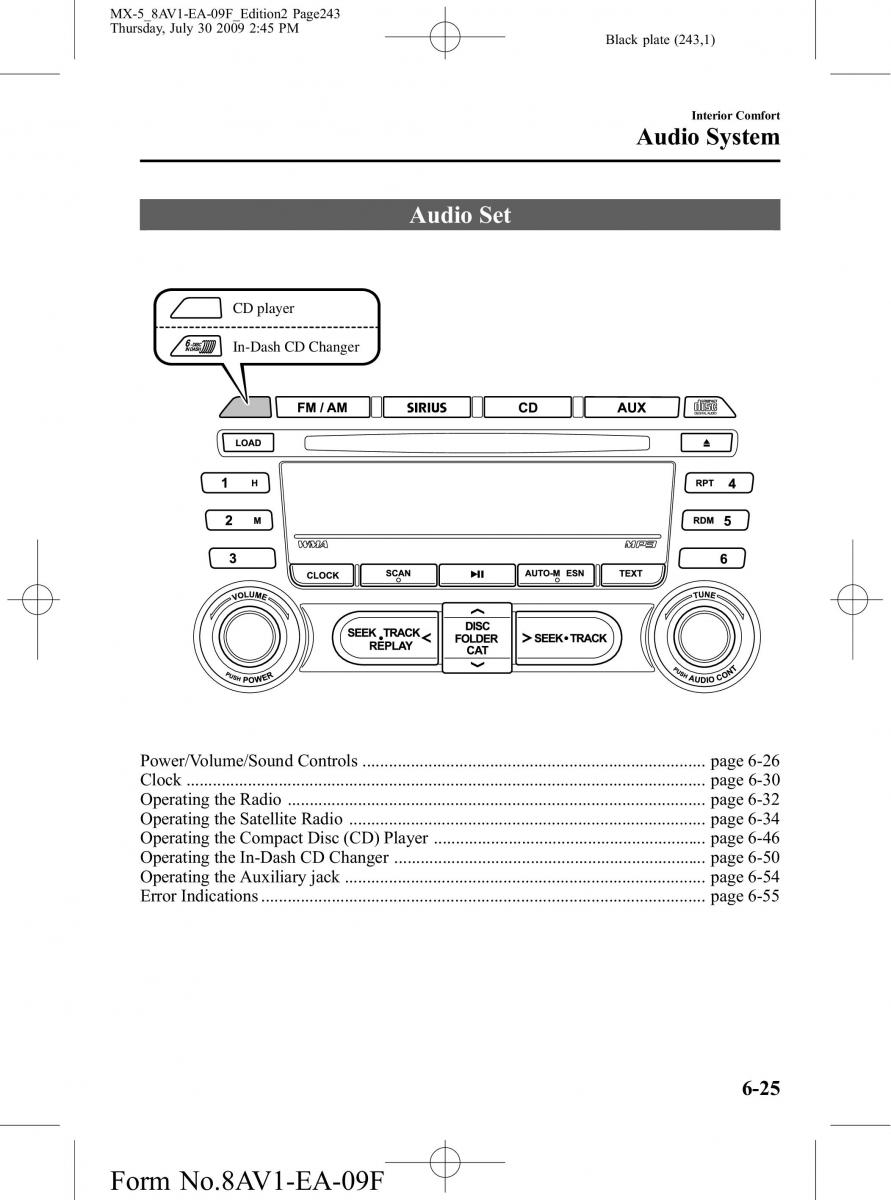 Mazda MX 5 Miata NC III 3 owners manual / page 243