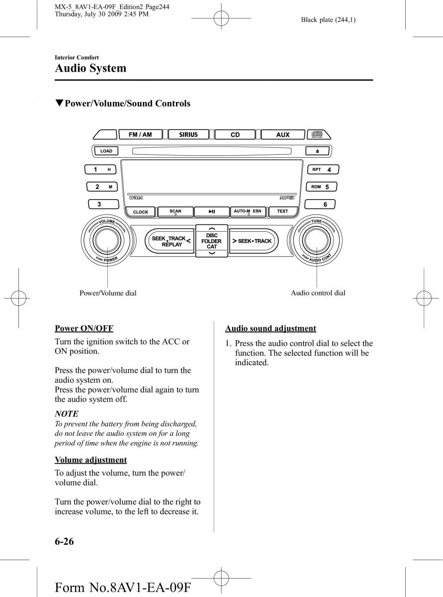 Mazda MX 5 Miata NC III 3 owners manual / page 244