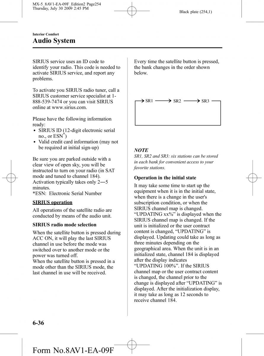 Mazda MX 5 Miata NC III 3 owners manual / page 254