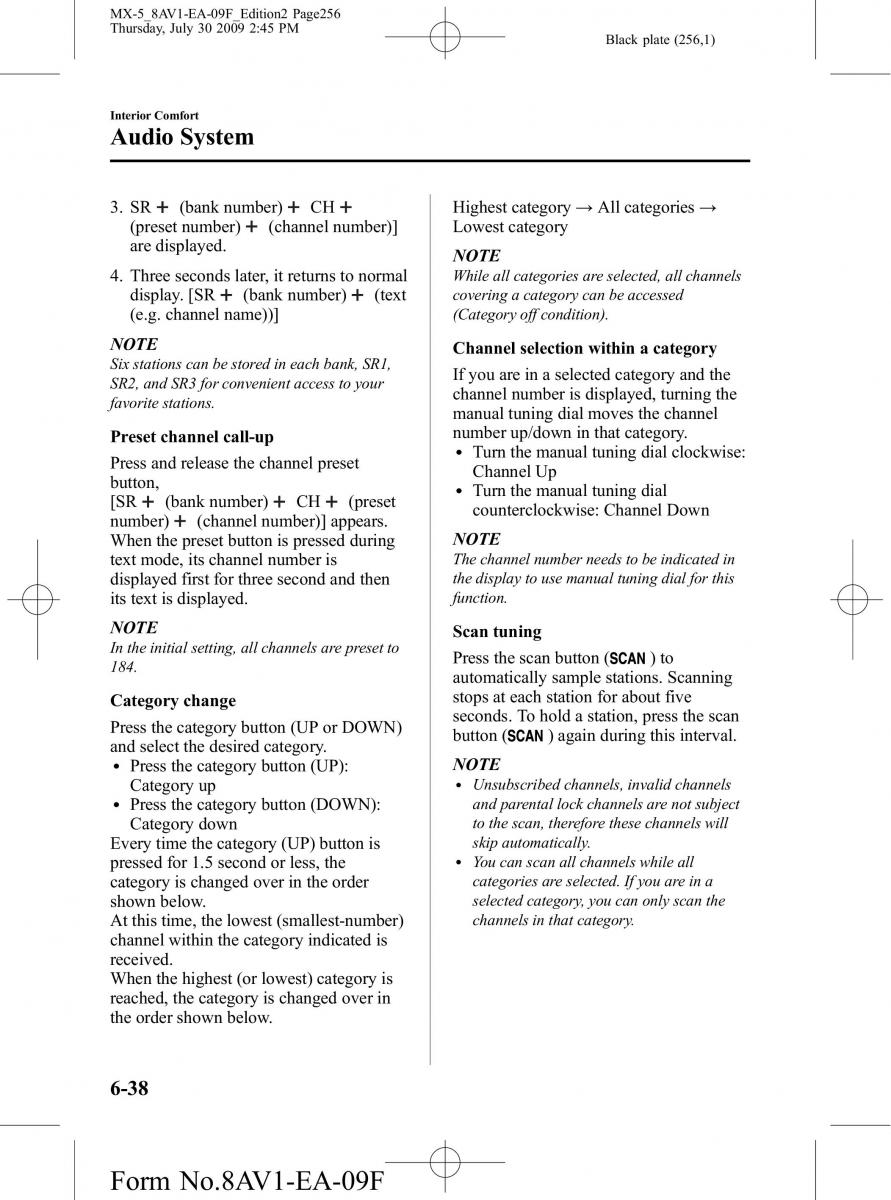 Mazda MX 5 Miata NC III 3 owners manual / page 256