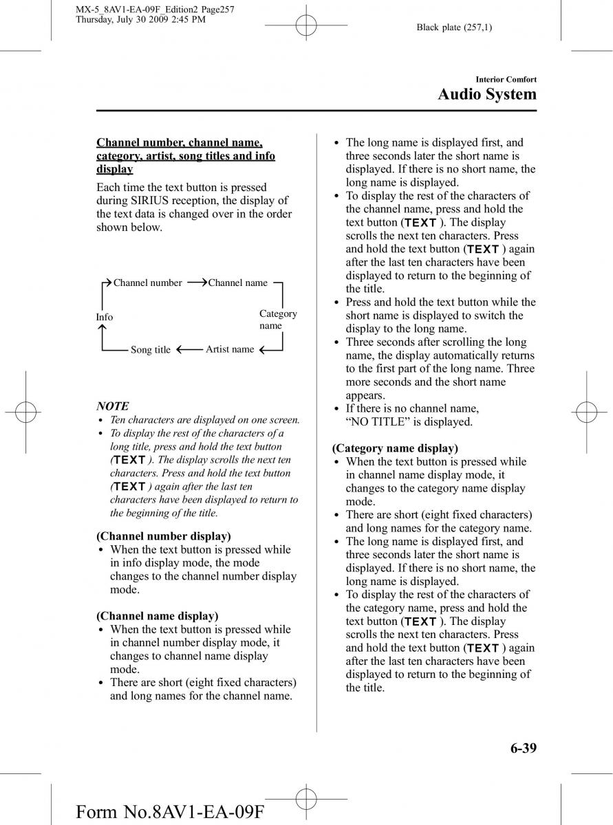 Mazda MX 5 Miata NC III 3 owners manual / page 257