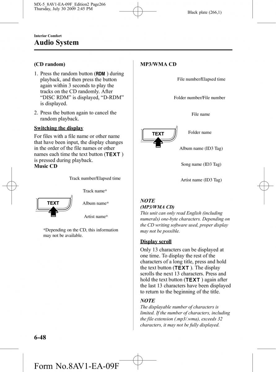 Mazda MX 5 Miata NC III 3 owners manual / page 266