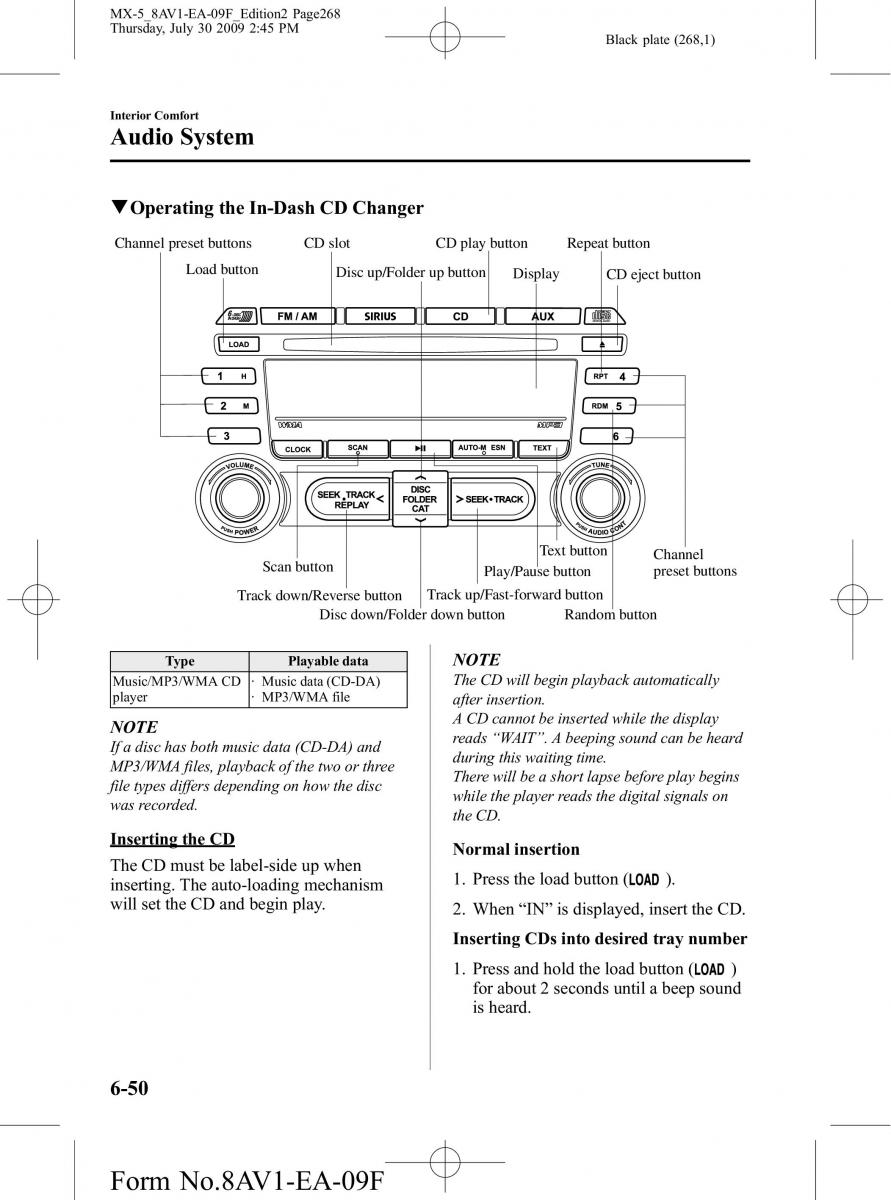 Mazda MX 5 Miata NC III 3 owners manual / page 268